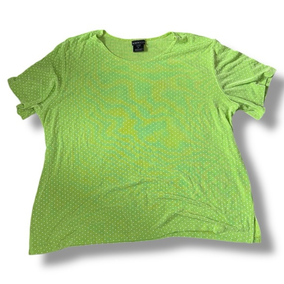 Citiknits Lime Green Polka Dot Stretch Tee - 2X - Picture 1 of 2